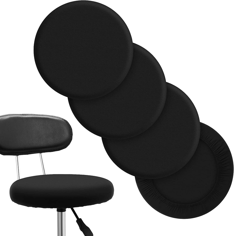 Washable Round Bar Stool Seat Covers - Elastic Slipcover Bla