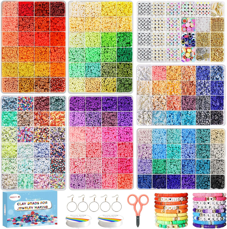 23000 Pcs Clay Beads Bracelet Making Kit, 144 Colors 7 Boxes Friendship Preppy F