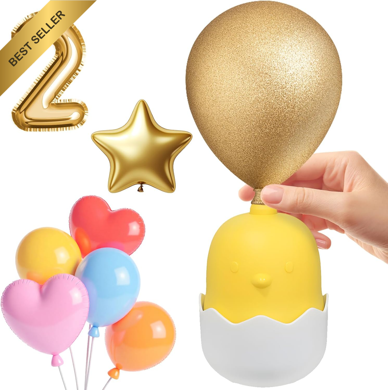 Electric Balloon Pump with Knot Tyer Cartoon Chick Shape 110-240V Fast Inflator