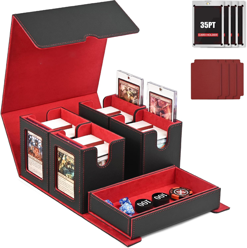 Trading Card Storage Box for MTG Fits 400+ Double-Sleeved Card Storage Waterproo