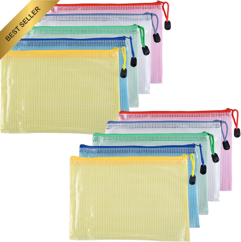 10 Pcs A5 Mesh Document Bag, Waterproof Clear Plastic Document Organizer Bags fo