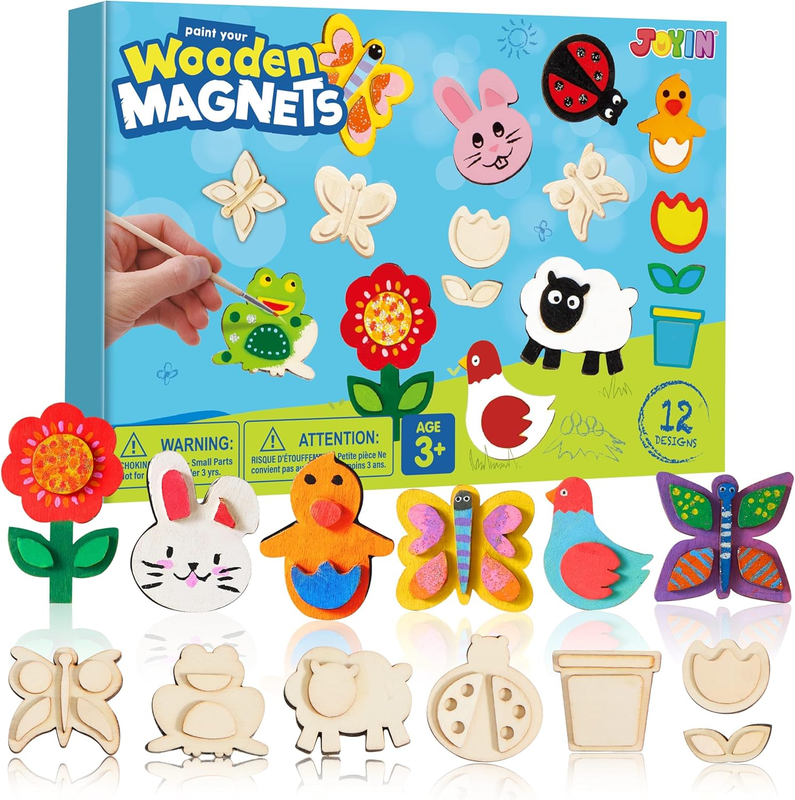 12 Nature Wooden Creativity Arts & Crafts Painting Kit for Kids, Decorate Your O