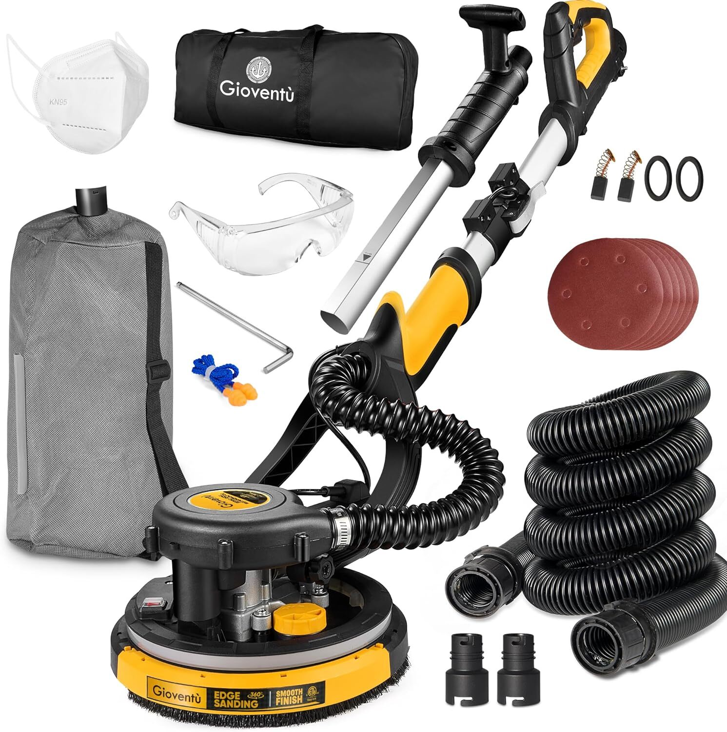 Drywall Sander 7-amp Powerful Electric Drywall Sander with Vacuum Attachment 25’
