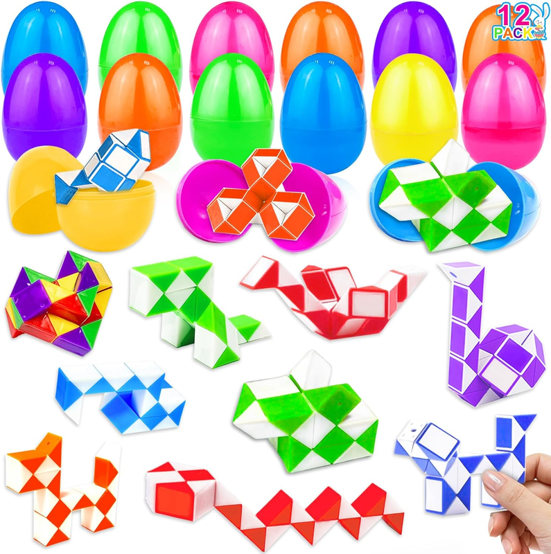 12PCS Prefilled Easter Eggs Snake Cube Puzzle Toys Kids Easter...