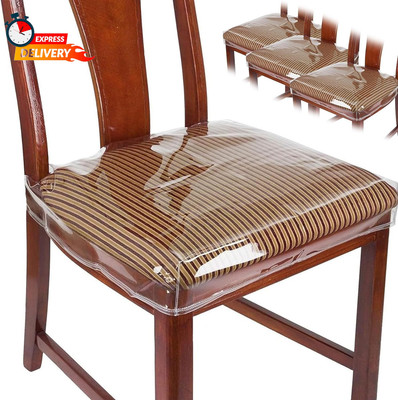 4 Pcs Clear Plastic Dining Chair Covers, Plastic Dining Chair Protector, Clear W
