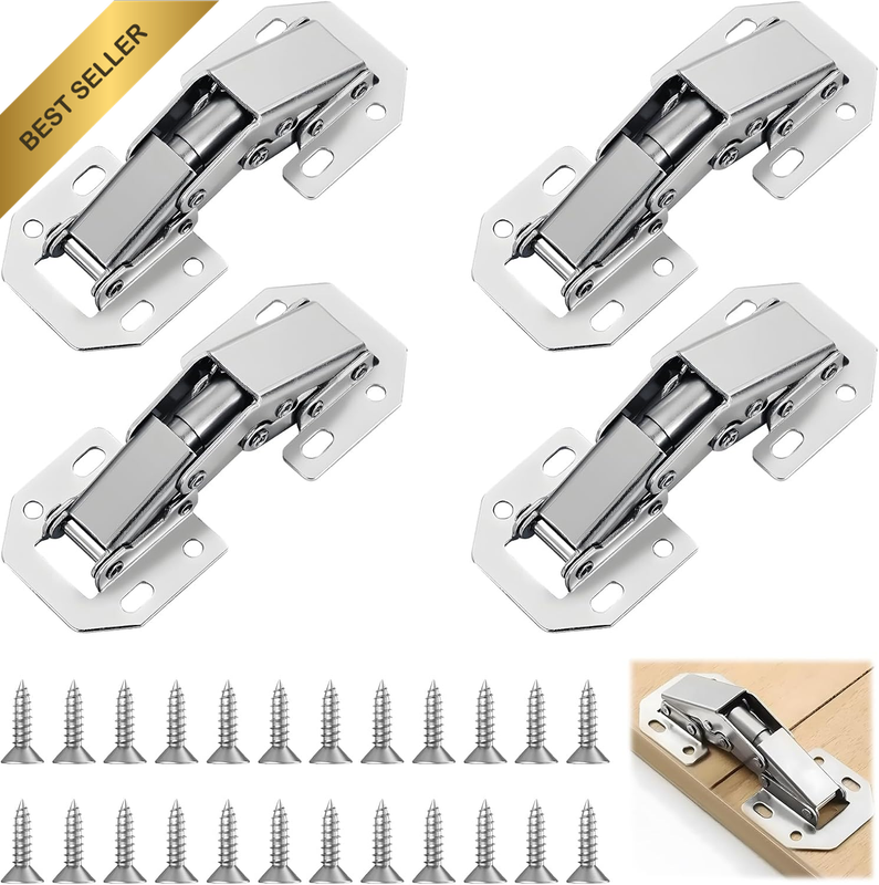 Pack of 4 Cabinet Hinges,Kitchen Cupboard Hinges 4 Inch, Bedroom Wardrobe Door H