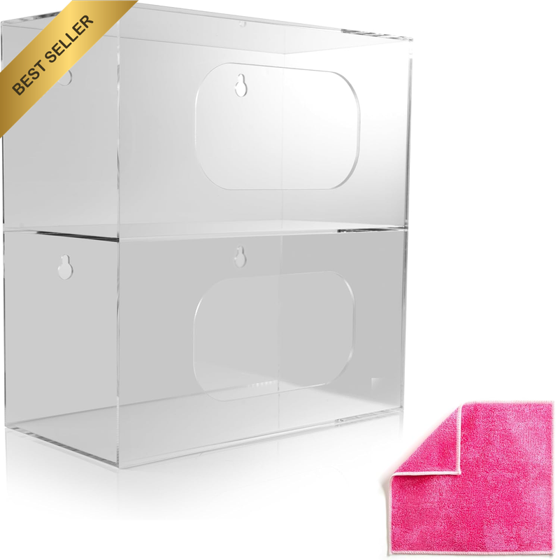 Trash Bag Dispenser Garbage Bag Roll Holder – 2 Compartment Wall Mount Acrylic S