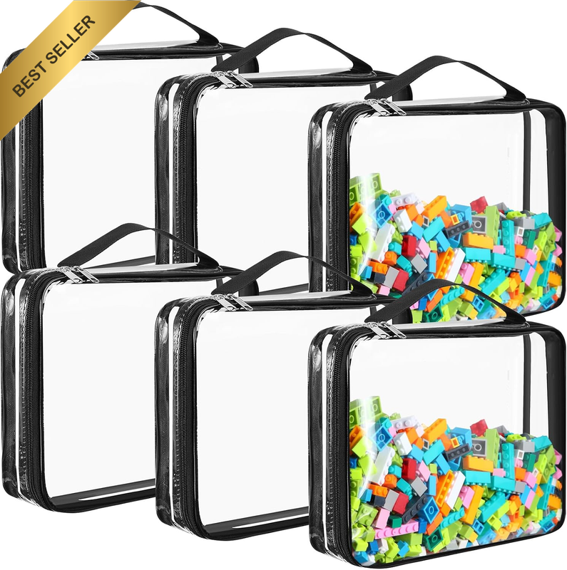 6 Packs Toy Storage Bags Clear PVC Organizing Bags with Zippered, Waterproof Sto