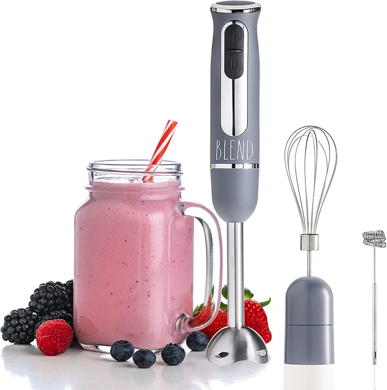 Immersion Hand Blender- Handheld Immersion Blender with Egg Whisk and Milk Froth