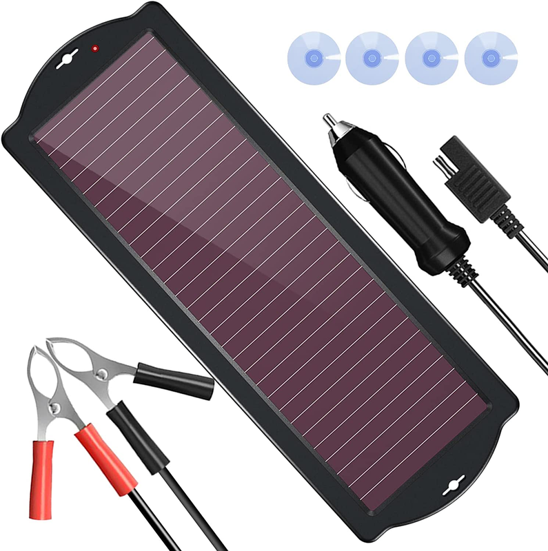 12V Solar Car Motorcycle Boat ATV Marine RV Trailer Trickle Battery Charger Kit