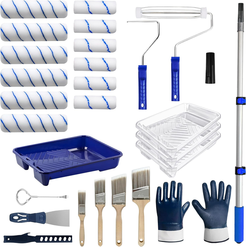 28 PCS Paint Roller Kit with Extension Pole, 4