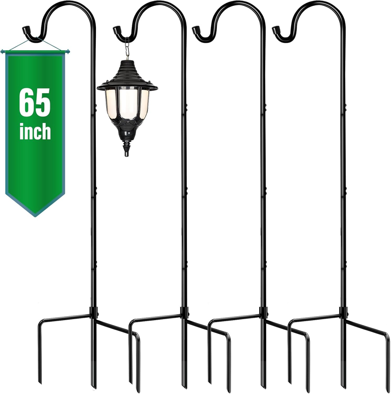 GOFORWILD 4 Pack 65 Inch Adjustable Shepherd Hook for Garden Decor