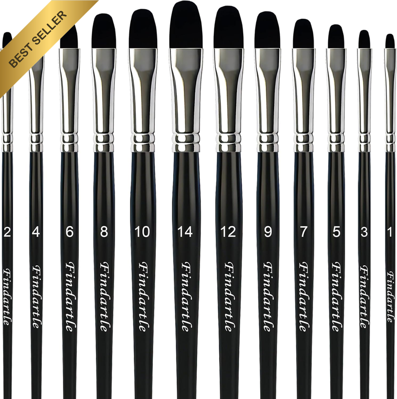 Filbert Paint Brushes,12 Pcs Filbert Tip Brushes for Watercolour, Acrylic, Oil,