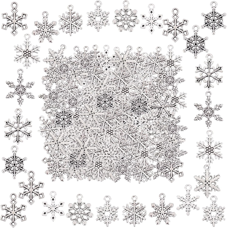 SUNNYCLUE Schneeflocken-Anhänger Aus Legierung, Goldfarben, Silberfarben, 20–120