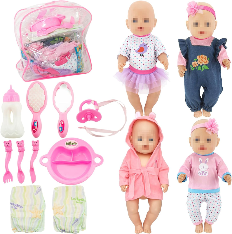 SOTOGO 20 Pieces Baby Doll Care Set Doll Feeding and Changing Accessories Set Ba