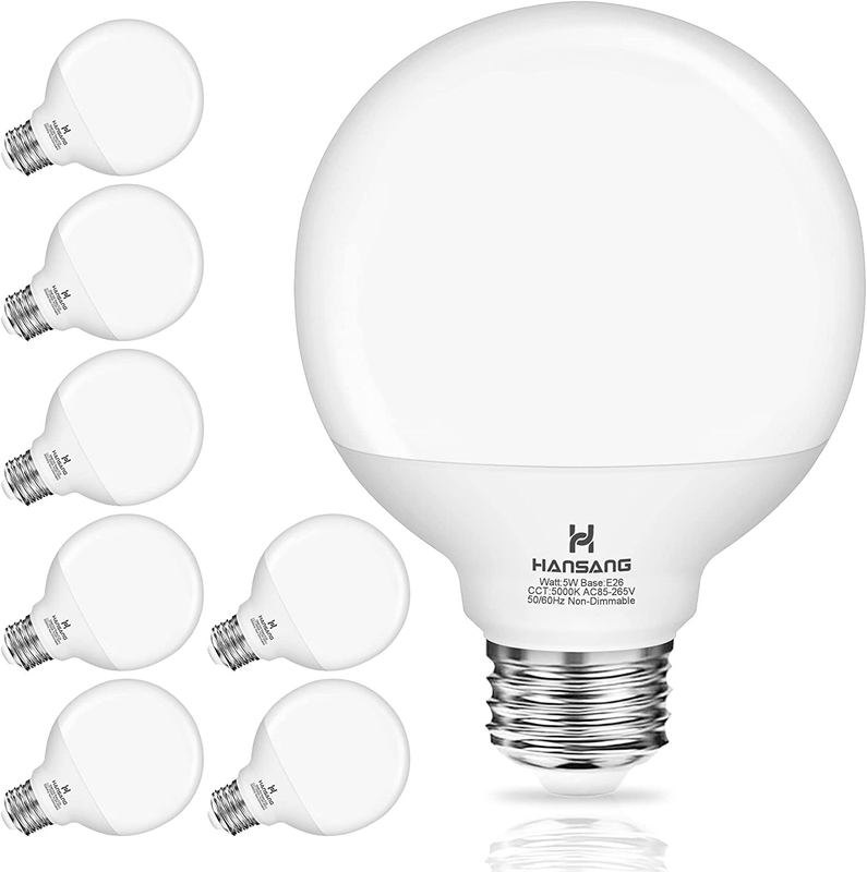8 Pack Globe Bathroom Light Bulbs Equivalent LED Vanity Round Light NEW