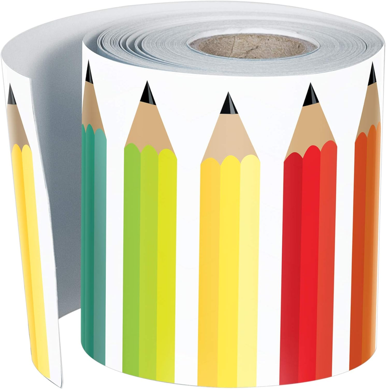 Black, White & Stylish Brights Colorful Pencil Bulletin Board Borders, 36 Feet o