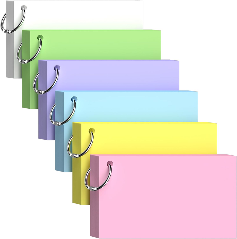 300PCS Blank Flash Cards for Revision 3X5 Cue Cards with Ring 127 X 76Mm