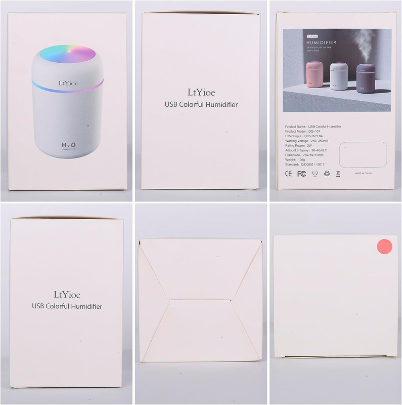 Colorful Cool Mini Humidifier, USB Personal Desktop Humidifier for Car, Office R