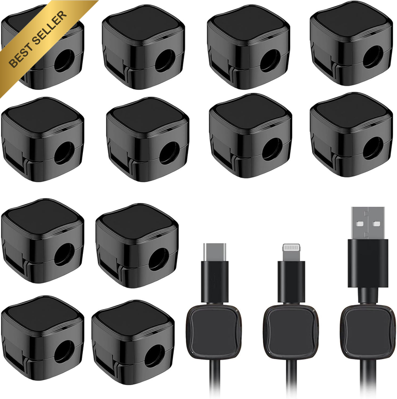 12 Pack Magnetic Cord Organizers, Adhesive Cord Organizer, Desk Cable Clip Manag
