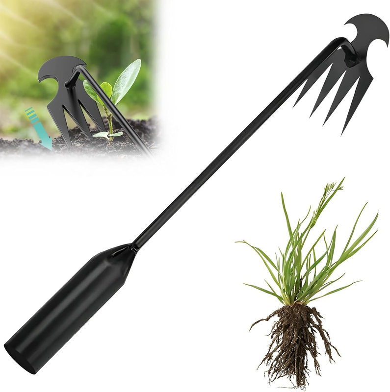 Weed Puller Tool Garden Weed Pulling Tool– 15.7” Portable Garden Weeder, 4 Teeth