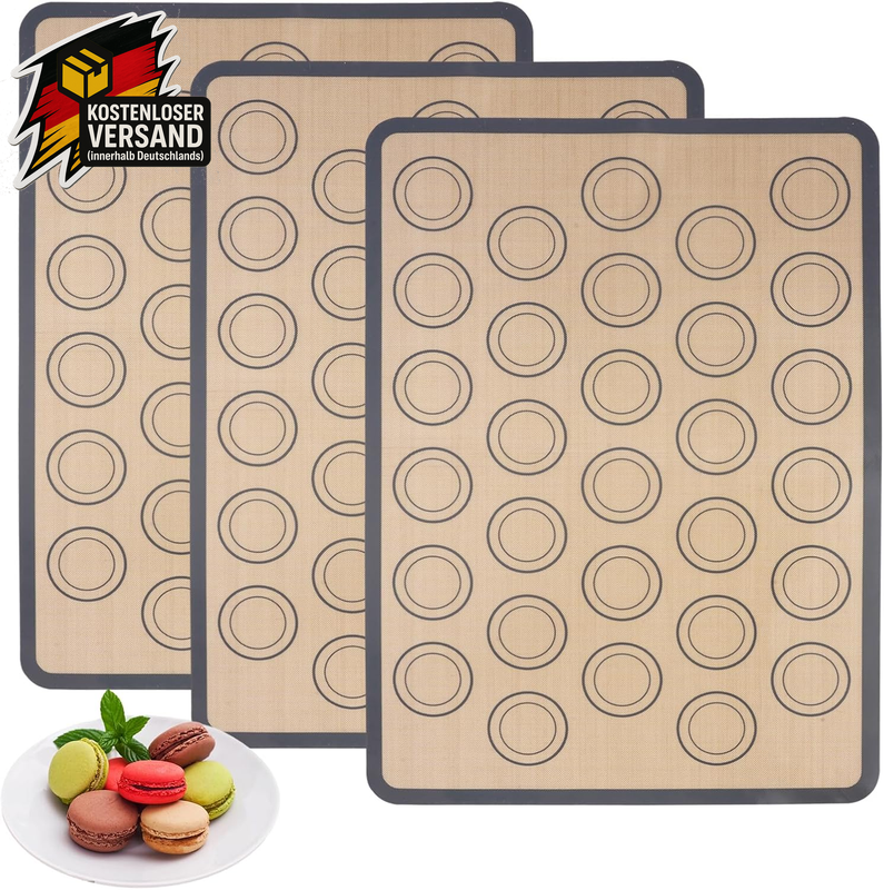 Macarons Backmatte Glasfaser Silikon Antihaft Rutschfest 3 Stück