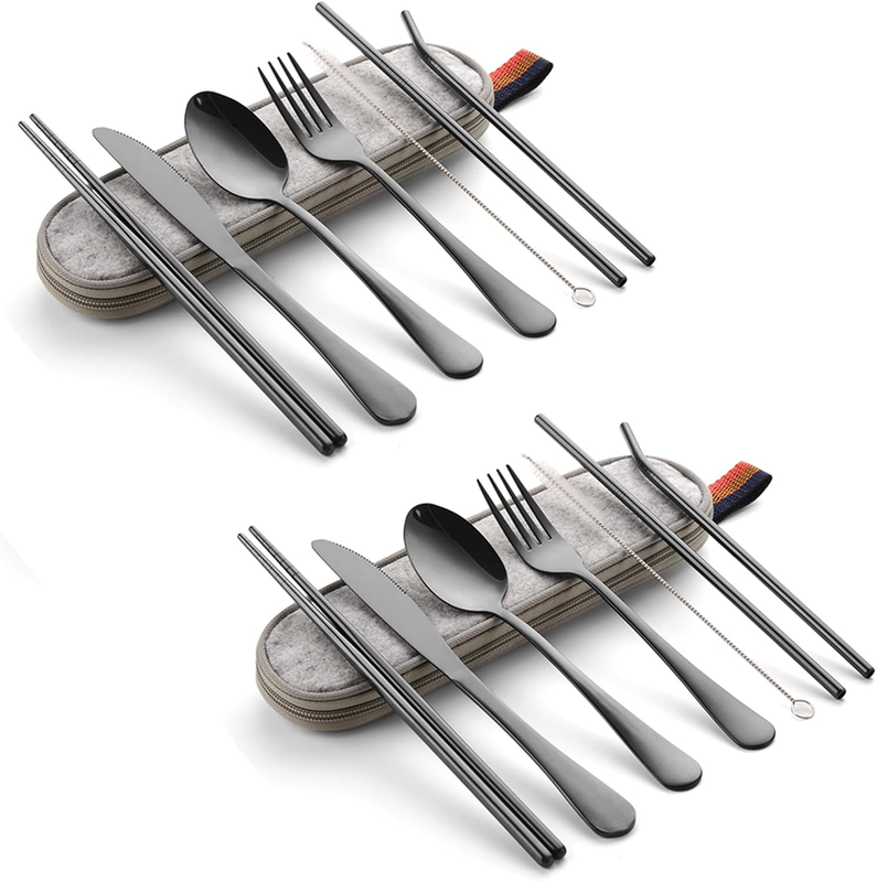 Portable Cutlery Set, Reusable Stainless Steel Travel Cutlery Kit, Flatware Set,