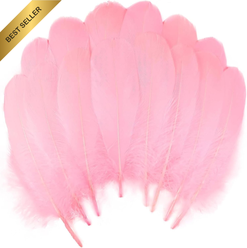120Pcs Goose Feathers 6-8 Inch for Crafts, Wedding Decorations, DIY Projects, Dr