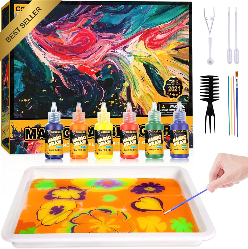 Water Marbling Paint Arts & Crafts Kit for Kids Ages 3-12