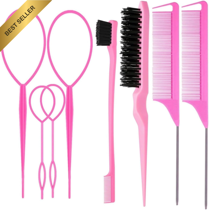 Pink 8-Piece Hair Styling Comb Set,Rat Tail Comb Hair Brushes,It Has a Variety o
