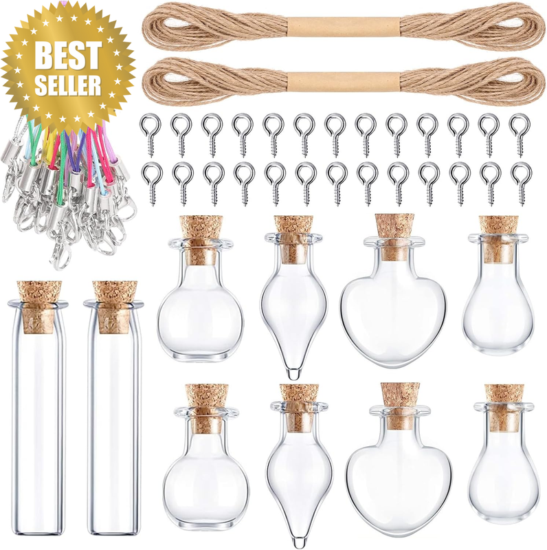 82Pcs 1-2Ml(0.03-0.07Oz) Teardrop/Single-Pointed/Heart/Ball/Vase-Shaped Mini Gla