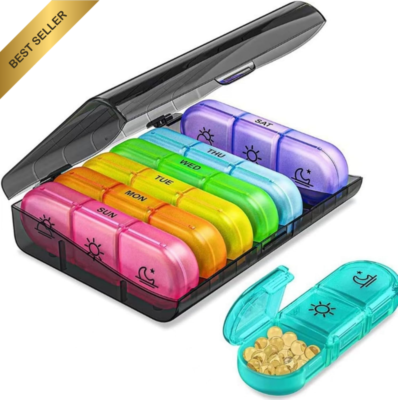 Weekly Pill Organizer 3 Times a Day, Large 7 Day Pill Box with Separate Containe