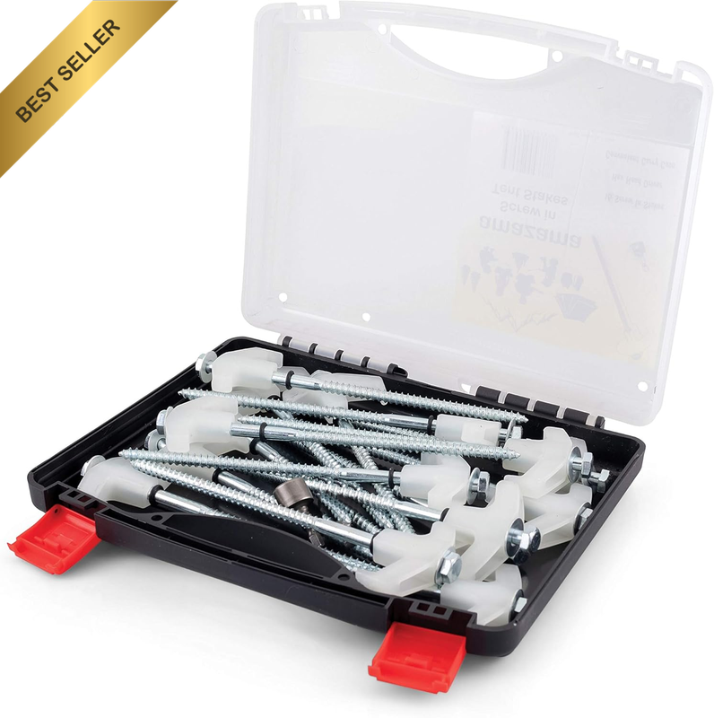 Screw in Tent/Awning Stakes/Pegs, 16 Electro-Galvanized Screw Threaded Stakes/Pe