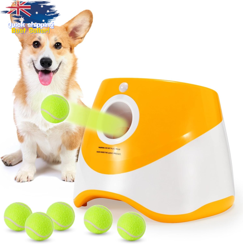 Automatic Dog Ball Thrower, 6 Balls, USB Rechargeable, Indoor/Outdoor Toy