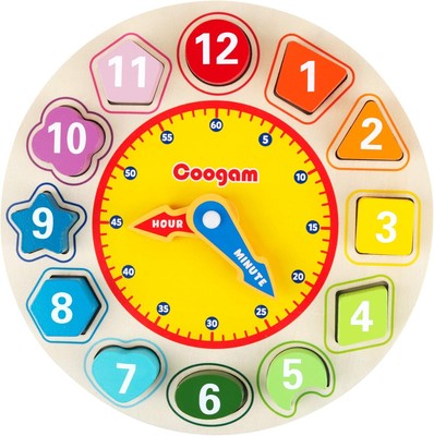 Coogam Wooden Shape Color Sorting Clock   Teaching Time Number Puzzle... 