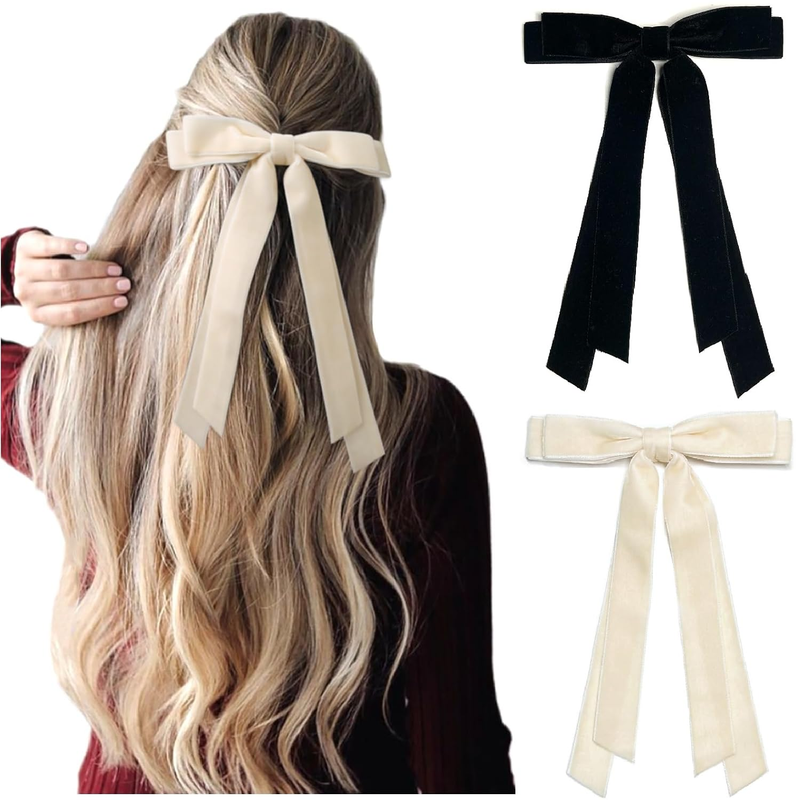 Velvet Hair Bows for Women Girls, Holiday Velvet Ribbon Bows for Hair Holiday Gi