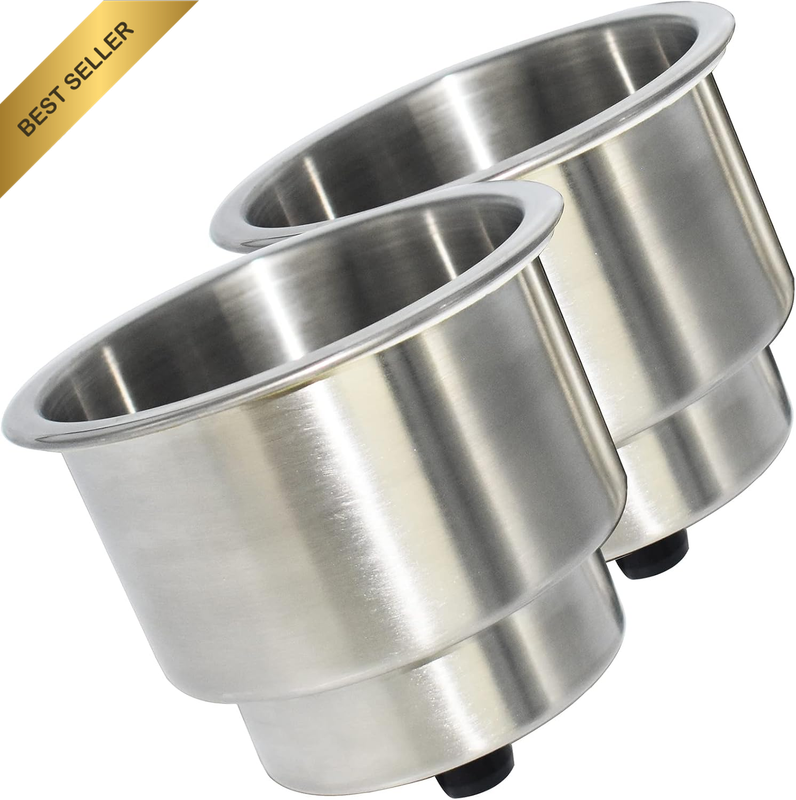 2Pcs Stainless Steel Cup Drink Holder with Drain for Marine Boat RV Camper