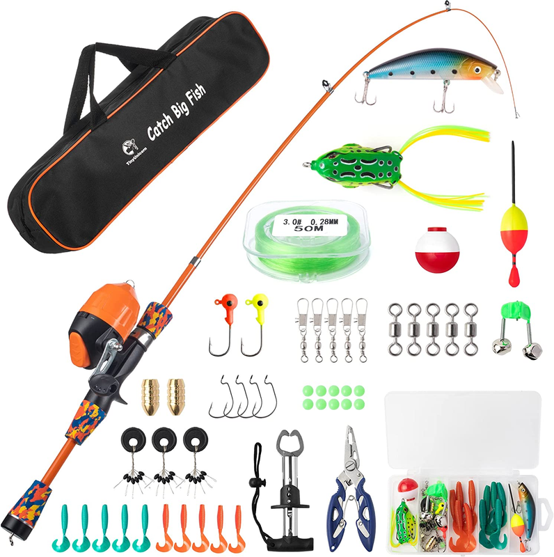 Kids Fishing Pole Kit Set Portable Telescopic Rod Reel Combo Full Accessories