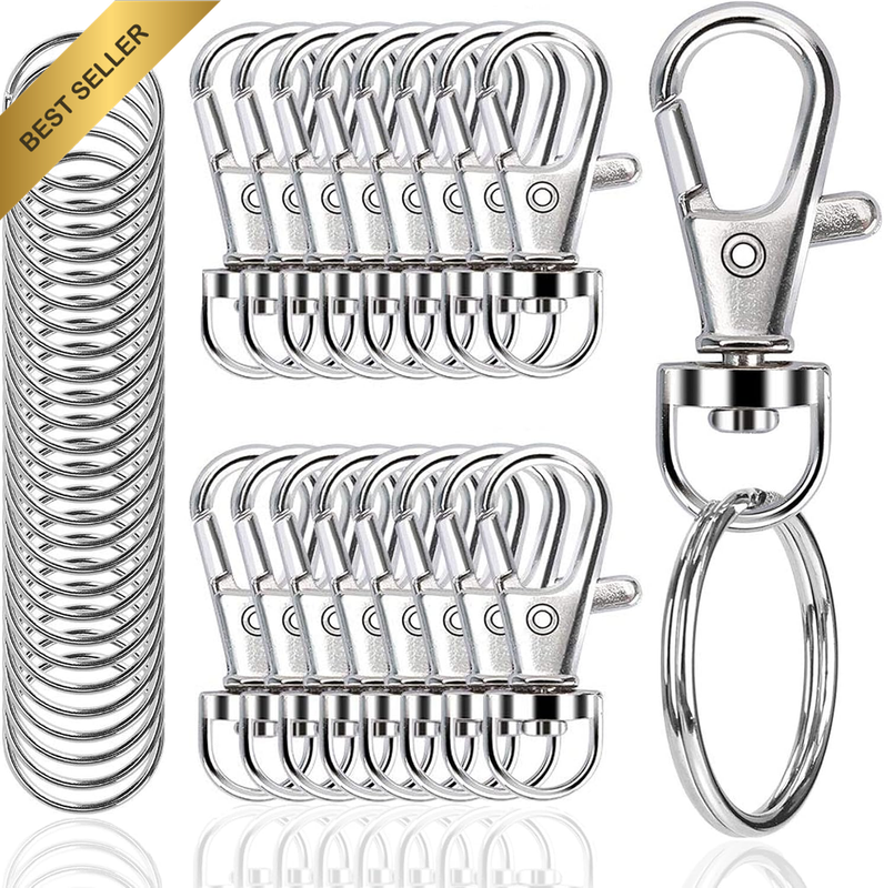 Keychain Hooks with Keychains, Metal Clasps with Swivel Carabiner, for Lanyard K
