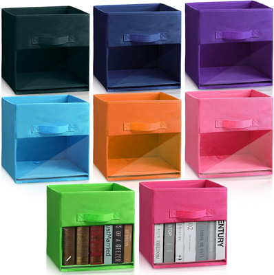 8 Pcs 11 Inch Foldable Fabric Cube Storage Bins See through Cubby Storage Organi