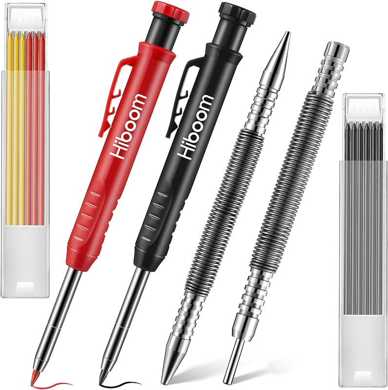 Spring Nail Tool Solid Carpenter Pencil Set, 2 Pcs Mechanical Construction Penci