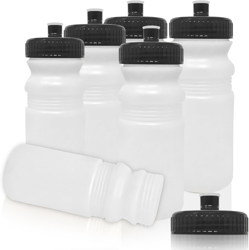 20 Oz Sports Water Bottles, 6 Pack, Reusable No BPA Plastic,