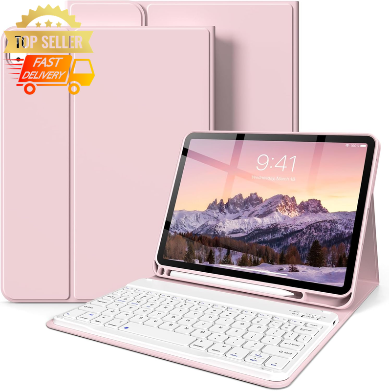 iPad 11" 11th Gen A16 Keyboard Case, Bluetooth Detachable, Pink