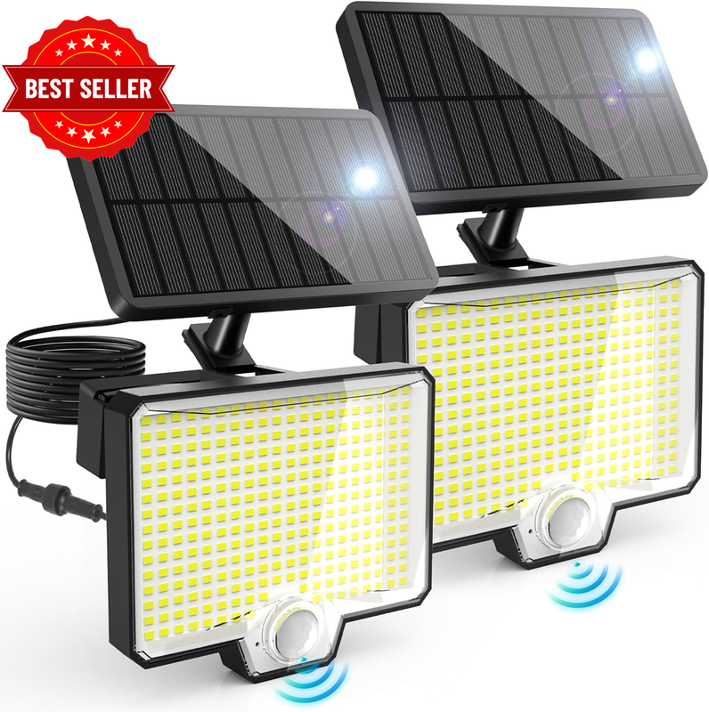 294 LED Solar Motion Sensor Outdoor Lights, 2600Lm Solar Flood Lights, IP67 Wate