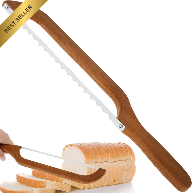 Sourdough Bread Knife for Homemade Bread, Wooden Bow Bread Slicer, Bread Cutter