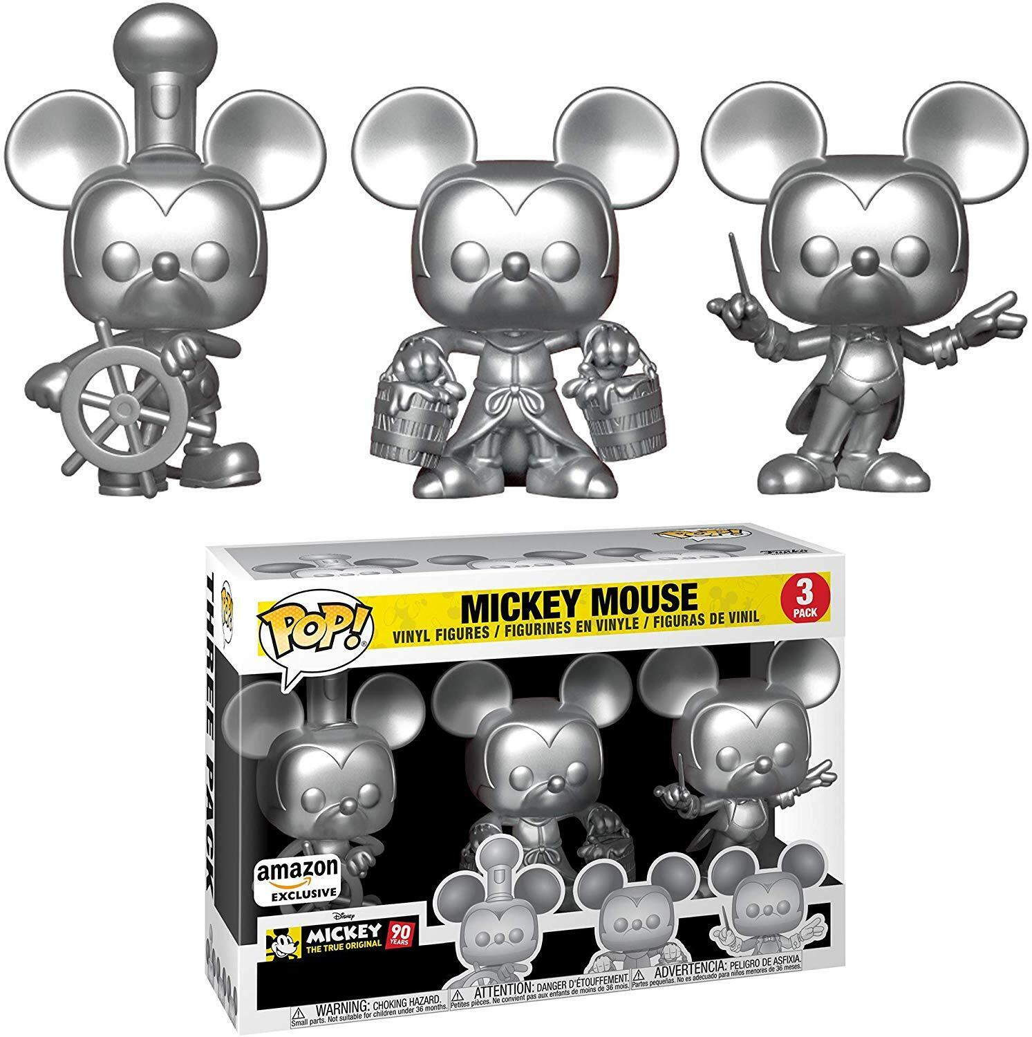 FUNKO POP Mickey Mouse 90TH ANNIVERSARY SILVER 3 PACK DISNEY AMAZON EXCLUSIVE FUNKO POP Mickey Mouse 90TH ANNIVERSARY SILVER 3 PACK DISNEY AMAZON EXCLUSIVE