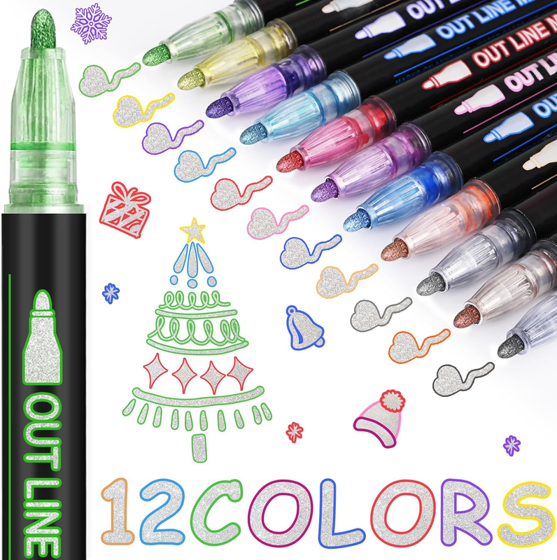For Doodling Outline Pens – 12 Cool Markers Art Supplies For Gir