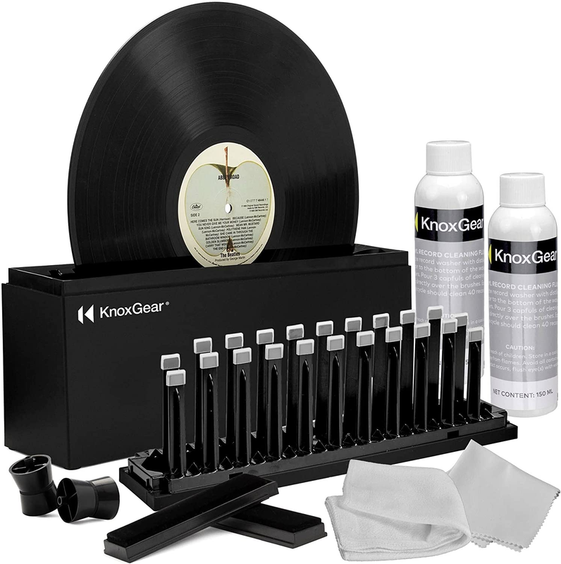 Knox Vinyl Record Cleaner Spin Kit – Washer Basin, Air Drying Rack, Cleaning Fl