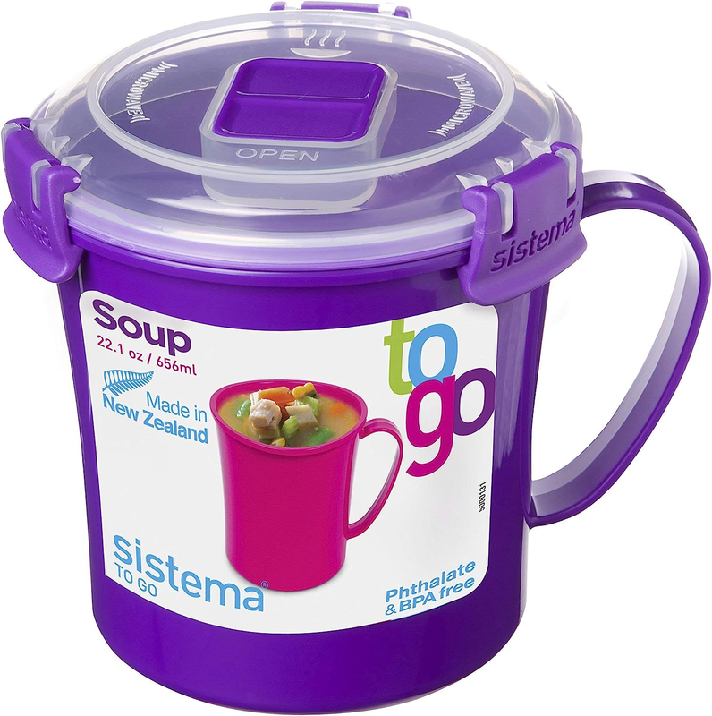 NEW Sistema Orange Microwave Large Soup Mug w/Lid
