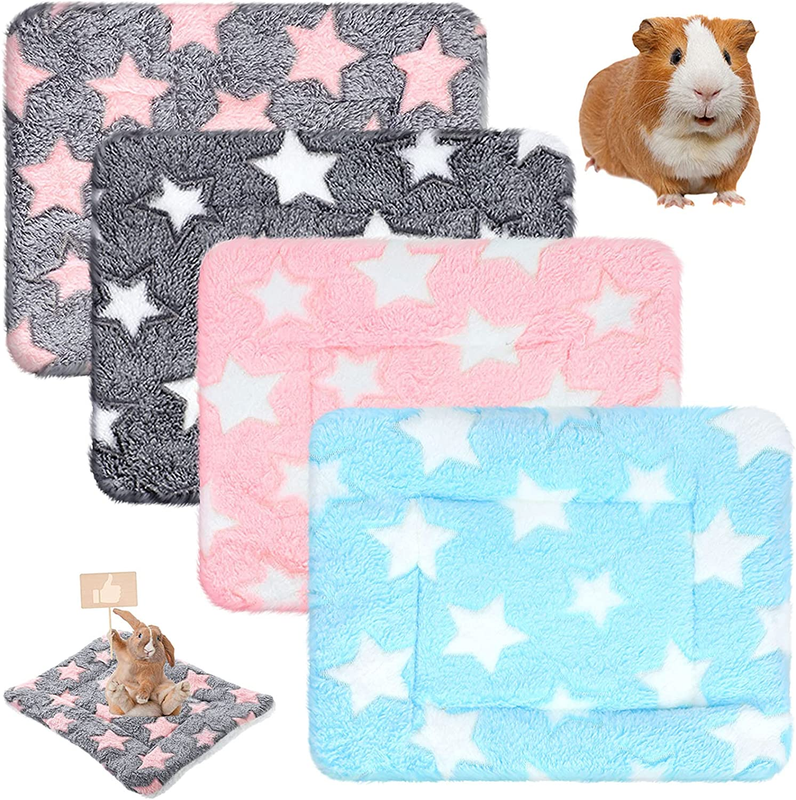 Jetec 4 Pcs Guinea Pig Pee Pads Washable 10 X 11 Inch Guinea Pig Bed Pads Plush Small Animal Beds for Indoor Rabbit Hamster Squirrel Hedgehog Chinchilla Ferret